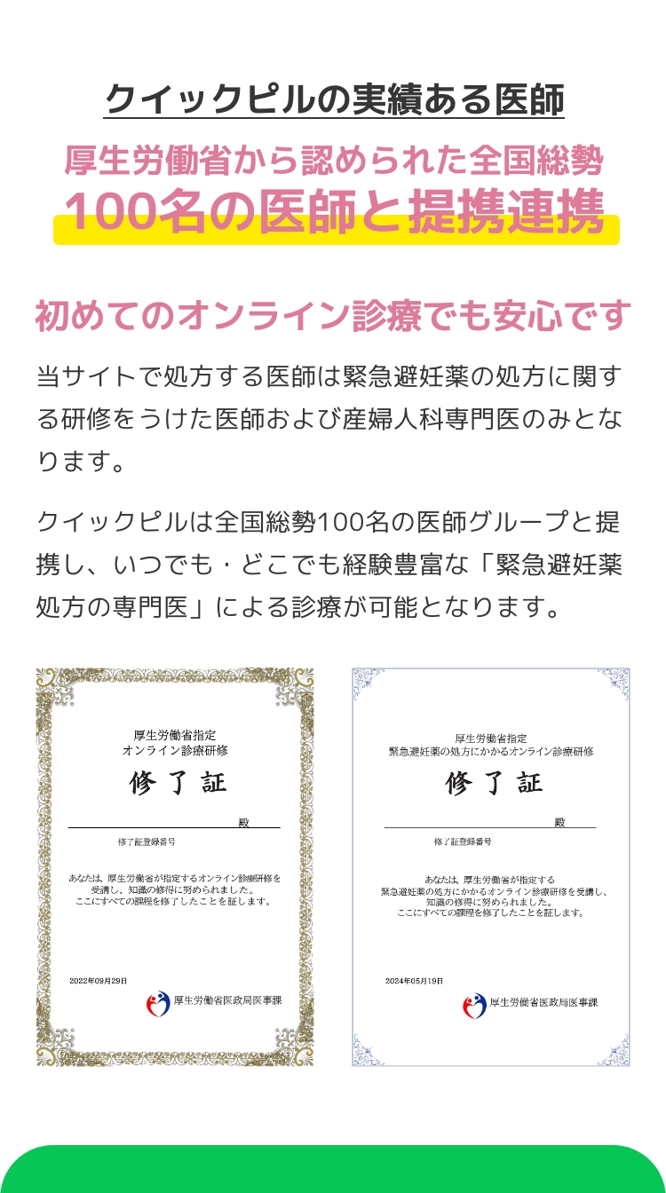 クイックピルの実績ある医師